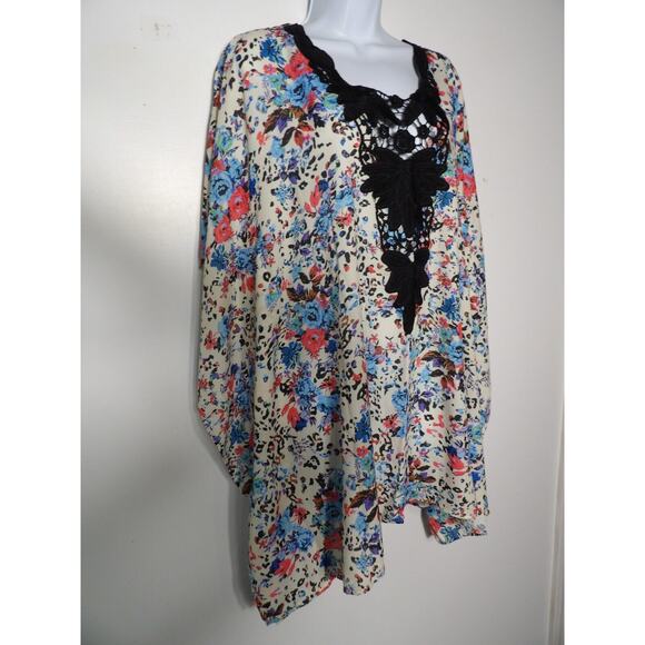 Cosita Linda Beachwear One Size Cover Up Dress Tunic kimon Floral Colorful Artsy - Picture 3 of 12